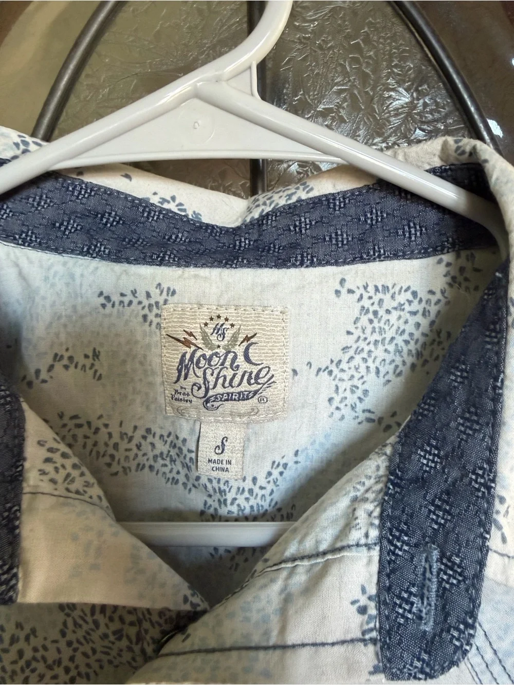 Moon Shine Spirit Blue Printed Men’s Button-Up Shirt